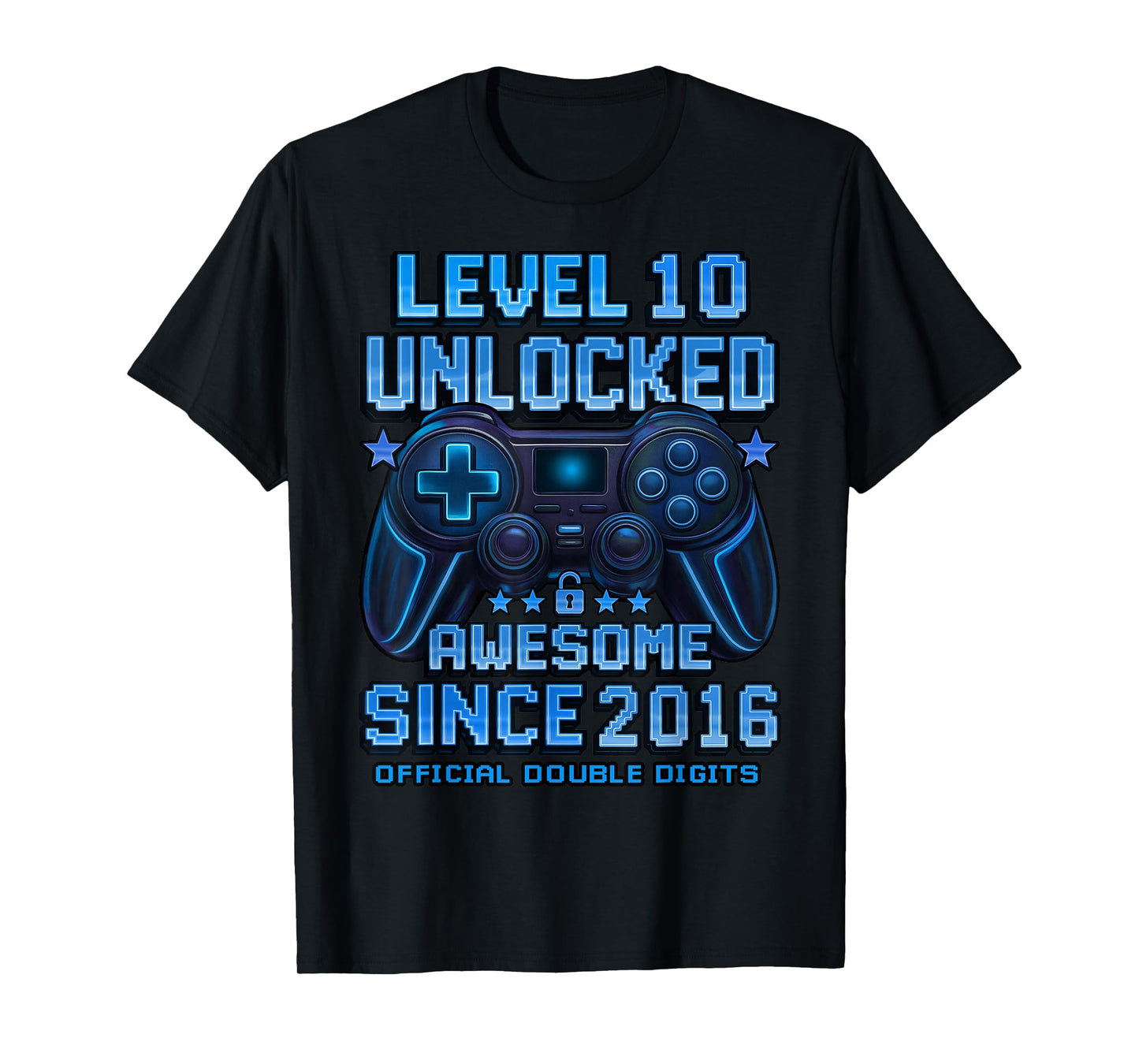Official Double Digits Level 10 Unlocked 10th Birthday Boy T-Shirt