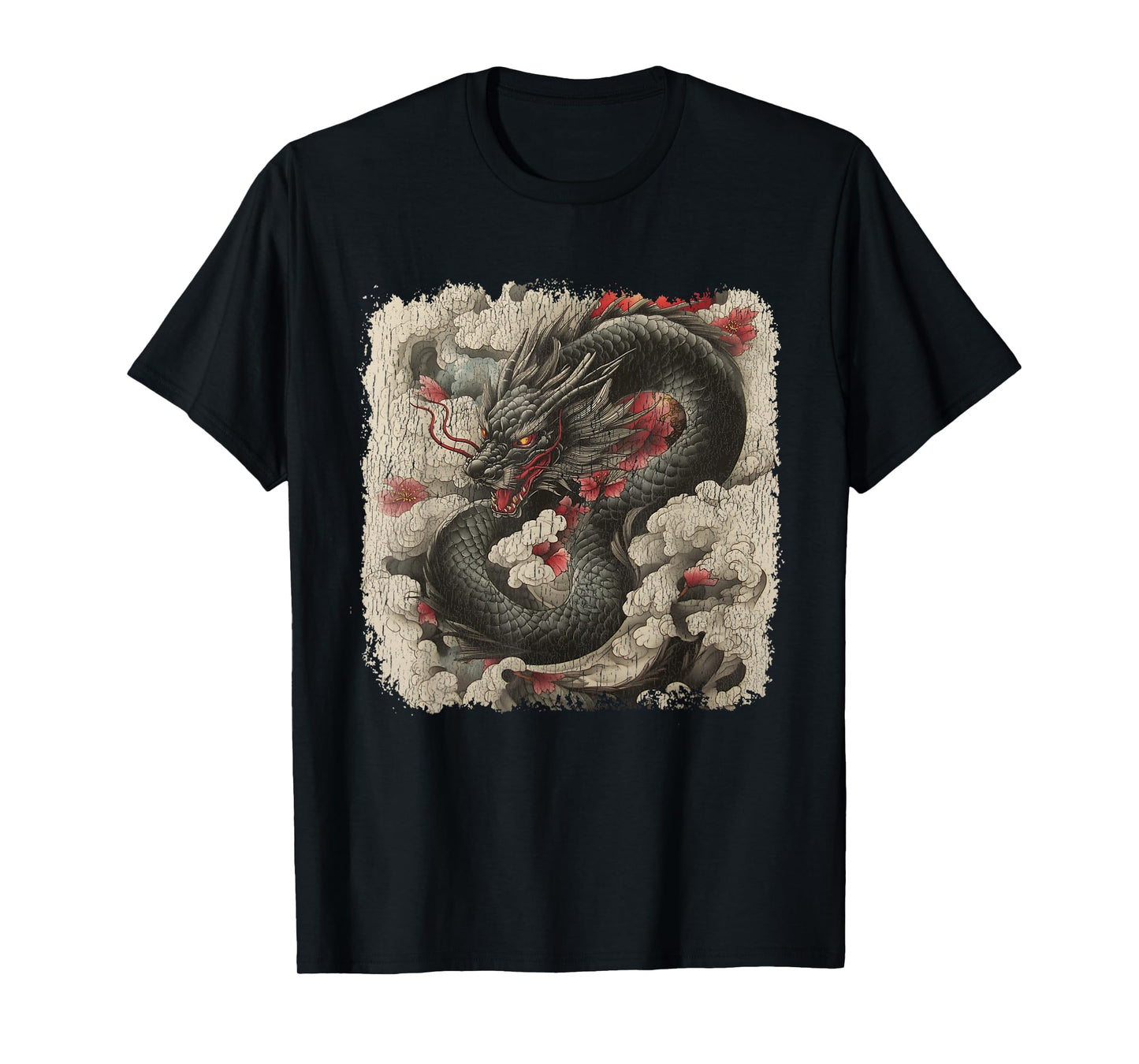 Japanese Dragon Tattoo Art Woodblock Vintage Asian Oriental T-Shirt