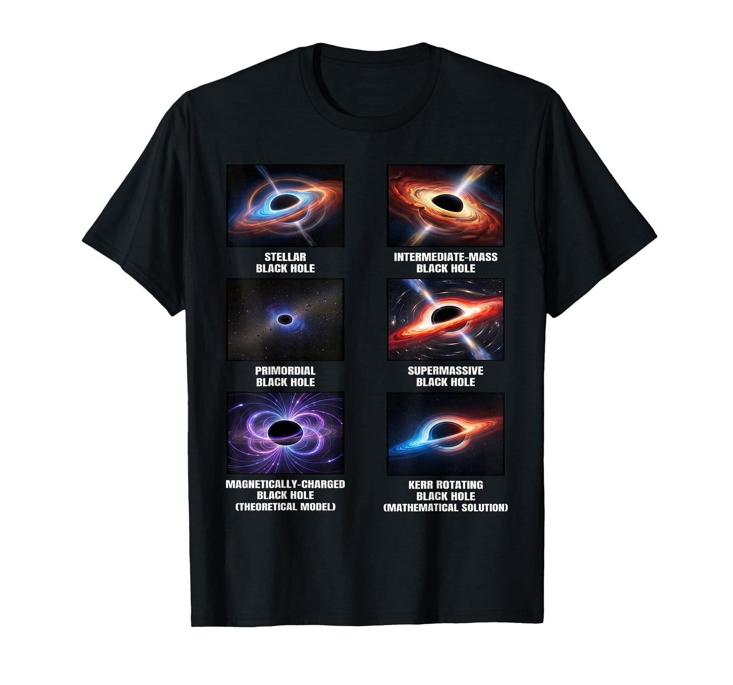 Types of Black Holes Astronomy Chart Space Lovers T-Shirt