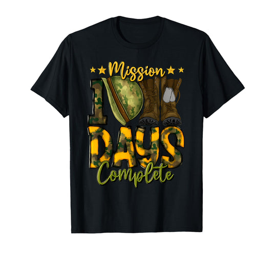 Military 100 Days of School Camo Graphic Kids Boys Student T-Shirt