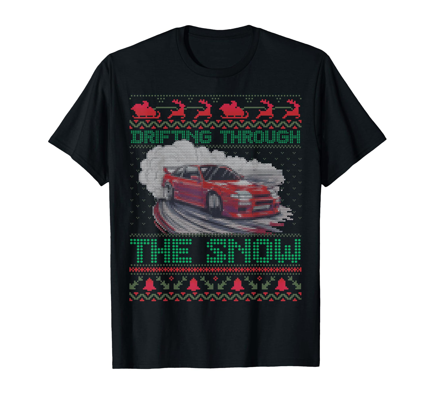 Drifting Car Snow Funny Ugly Xmas Sweater Gifts T-Shirt