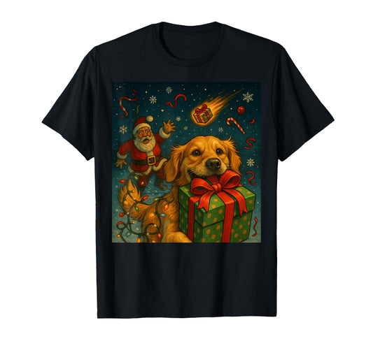 Christmas Golden Retriever Shirt - Funny Dog Selfie & Santa T-Shirt