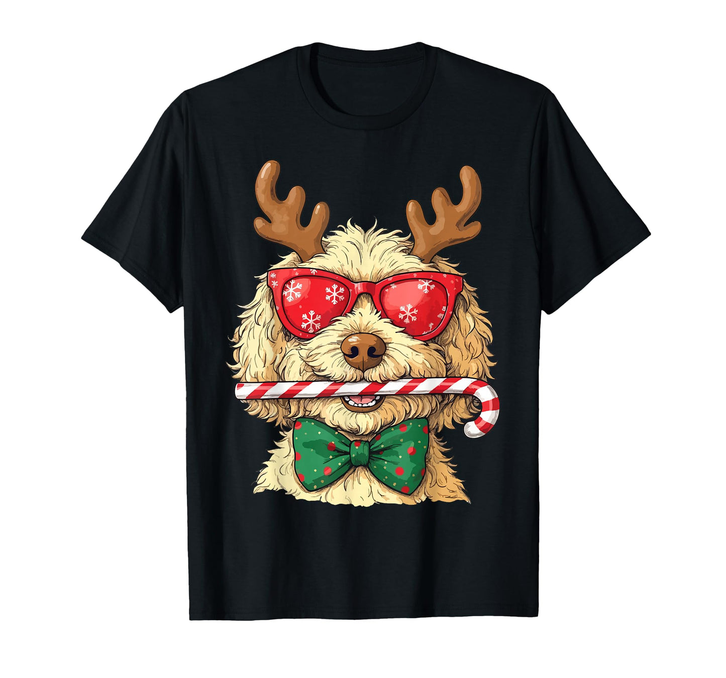 Cute Goldendoodle Dogs Christmas Lights Golden Doodle Dog PJ T-Shirt