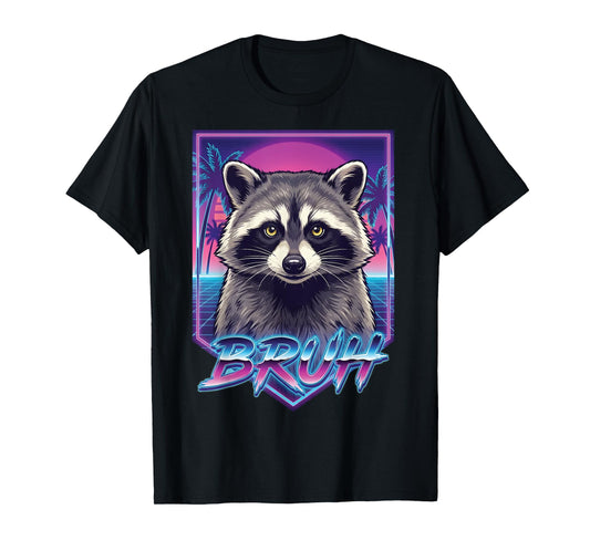 Funny Raccoon Bruh Teens Boys Girls Kids Men Vintage Retro T-Shirt
