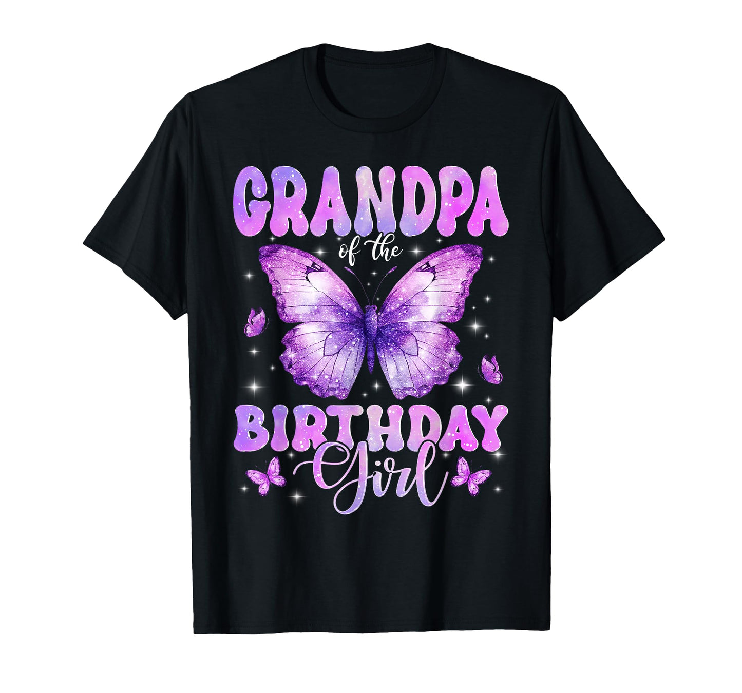 Grandpa of The Birthday Girl Butterfly Funny Family T-Shirt