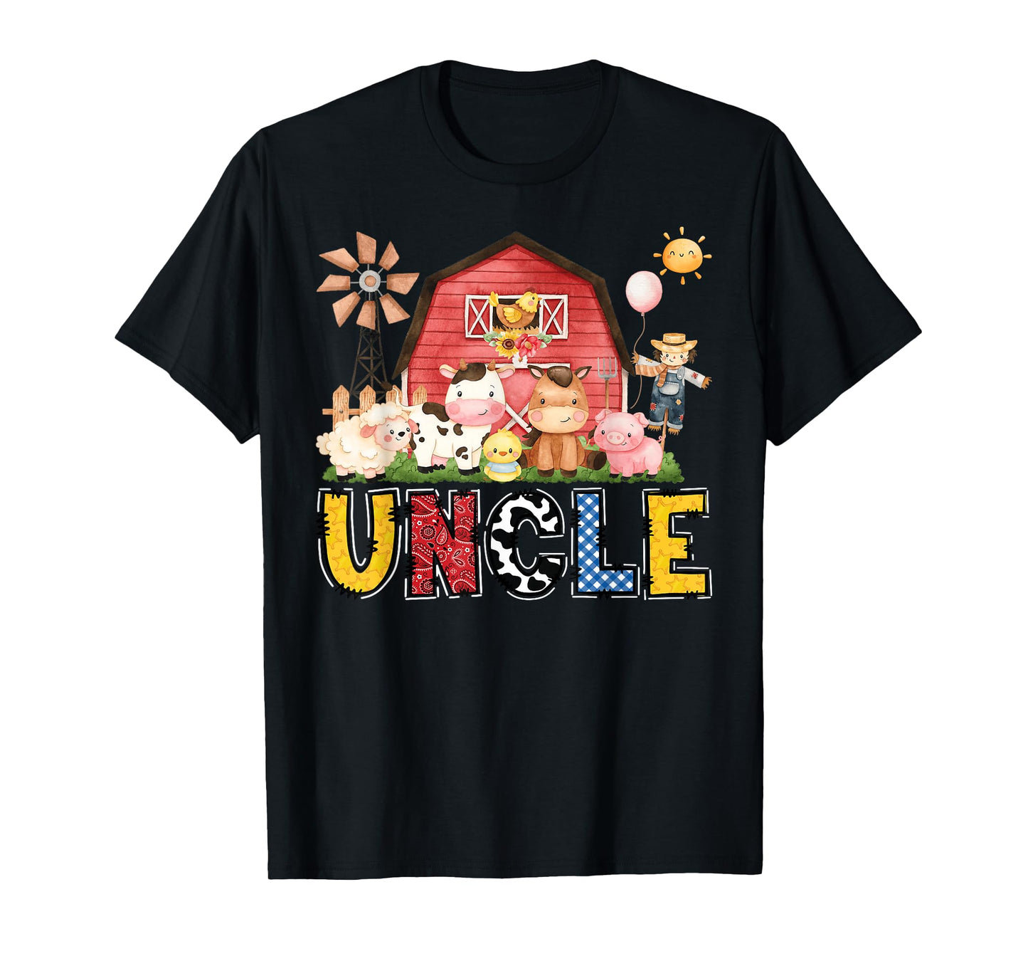 Uncle Farm Cow Birthday Boy Matching Family Party T-Shirt