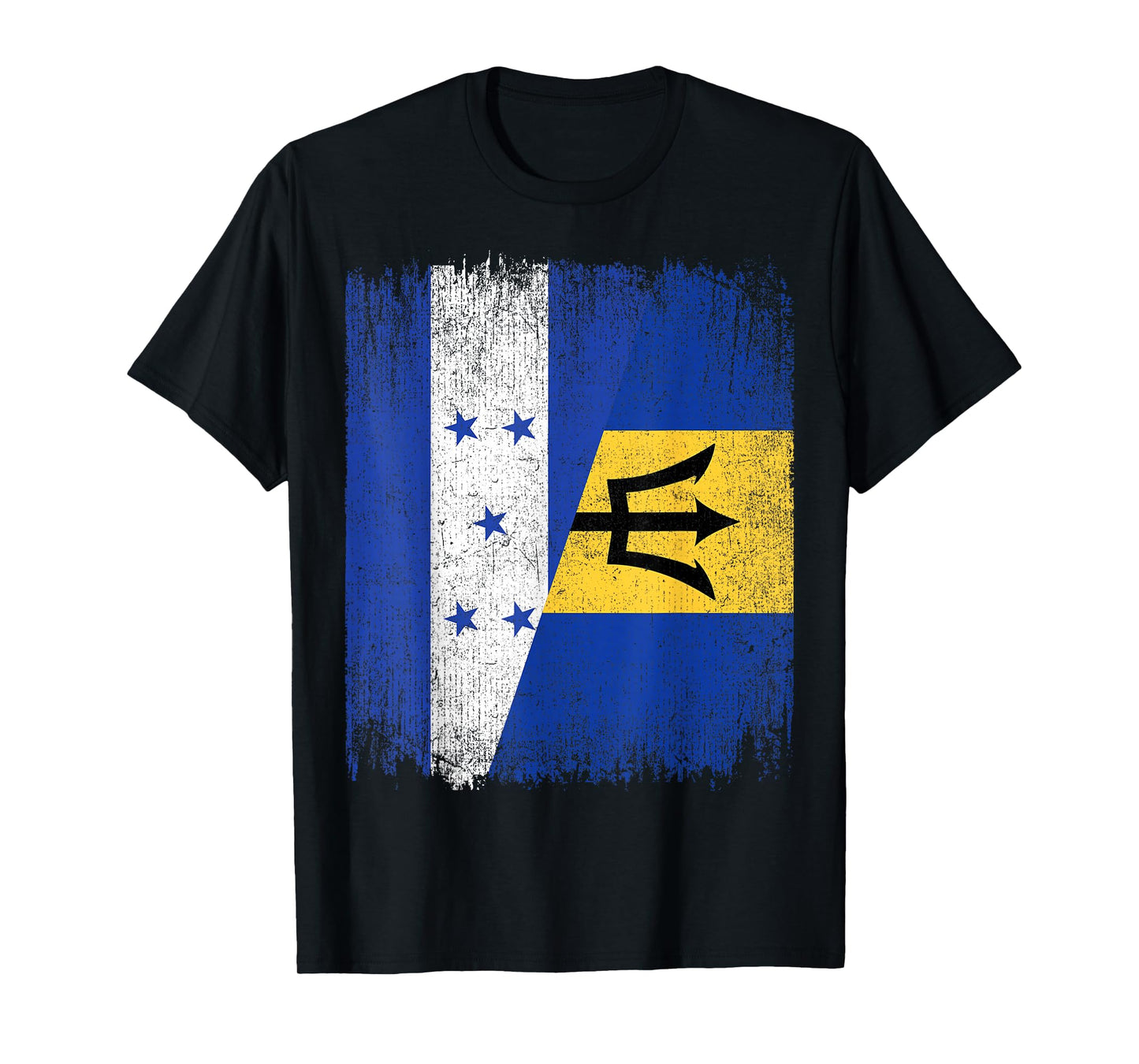 Half Honduras Barbados Split Flag Honduran Pride Roots T-Shirt