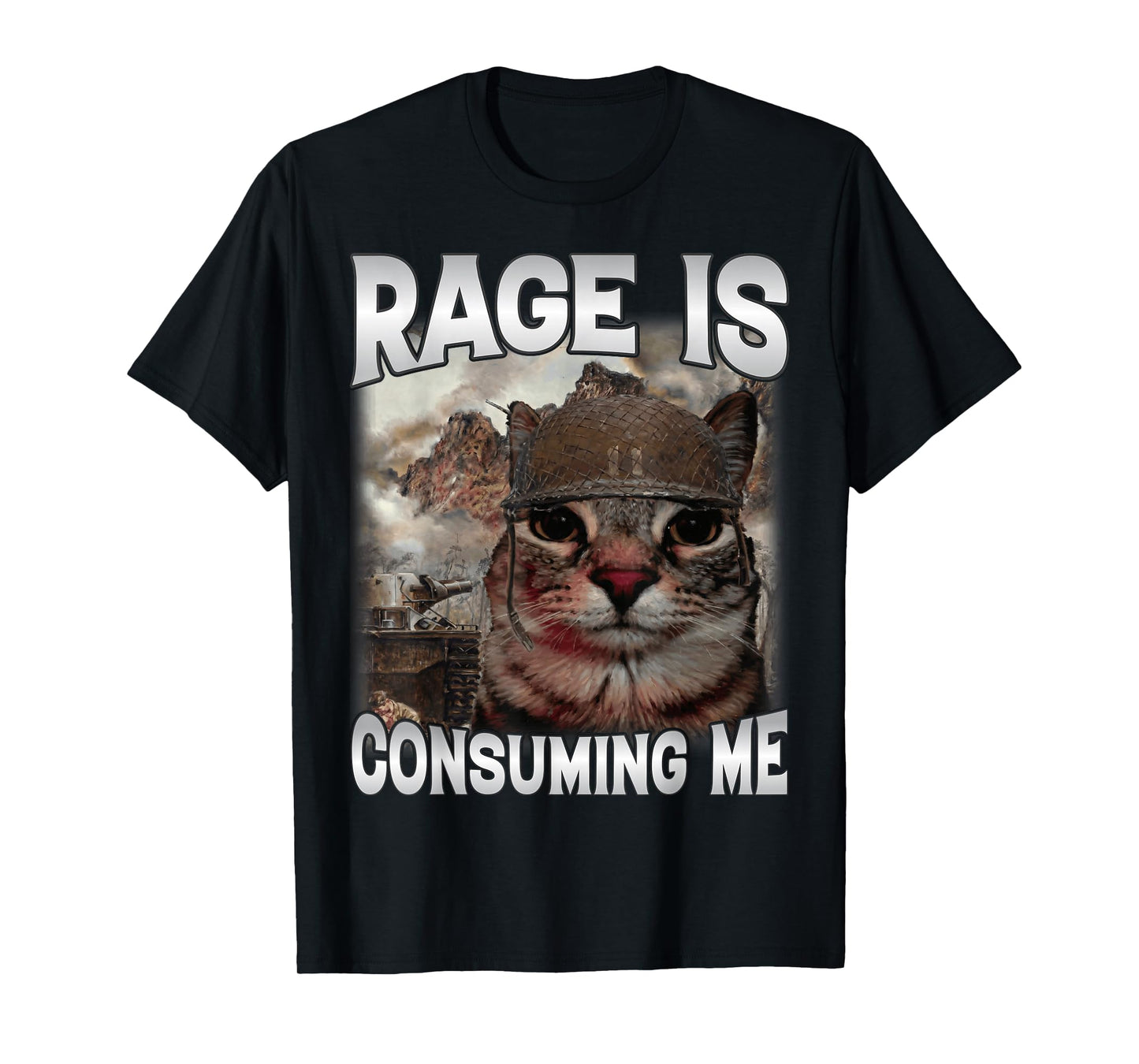 Rage is Consuming Me Silly Staring Cat Meme Joke Dad Mom Cat T-Shirt