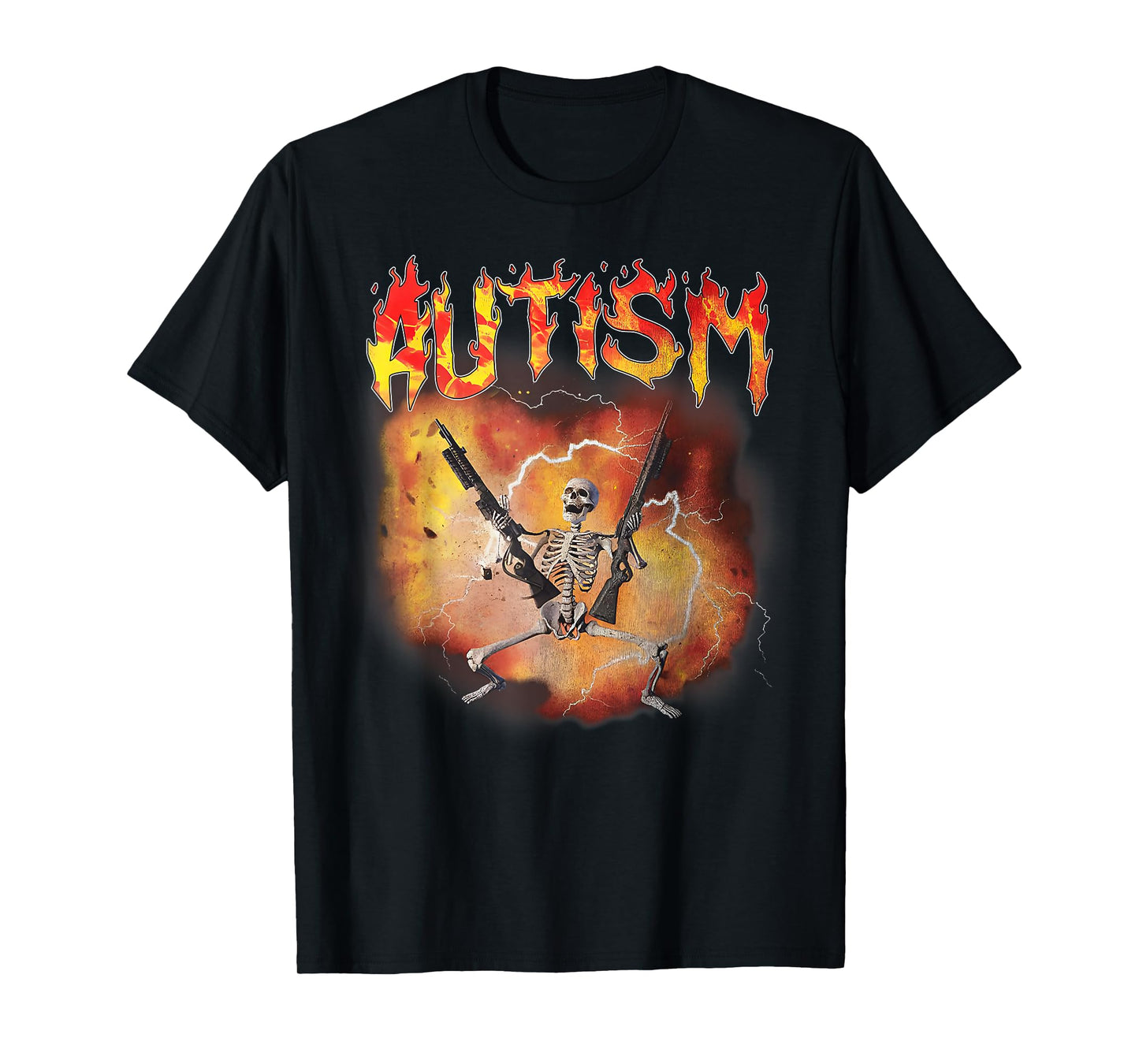 Autistic Funny Meme Skeleton Fire Autism Awareness Vintage T-Shirt
