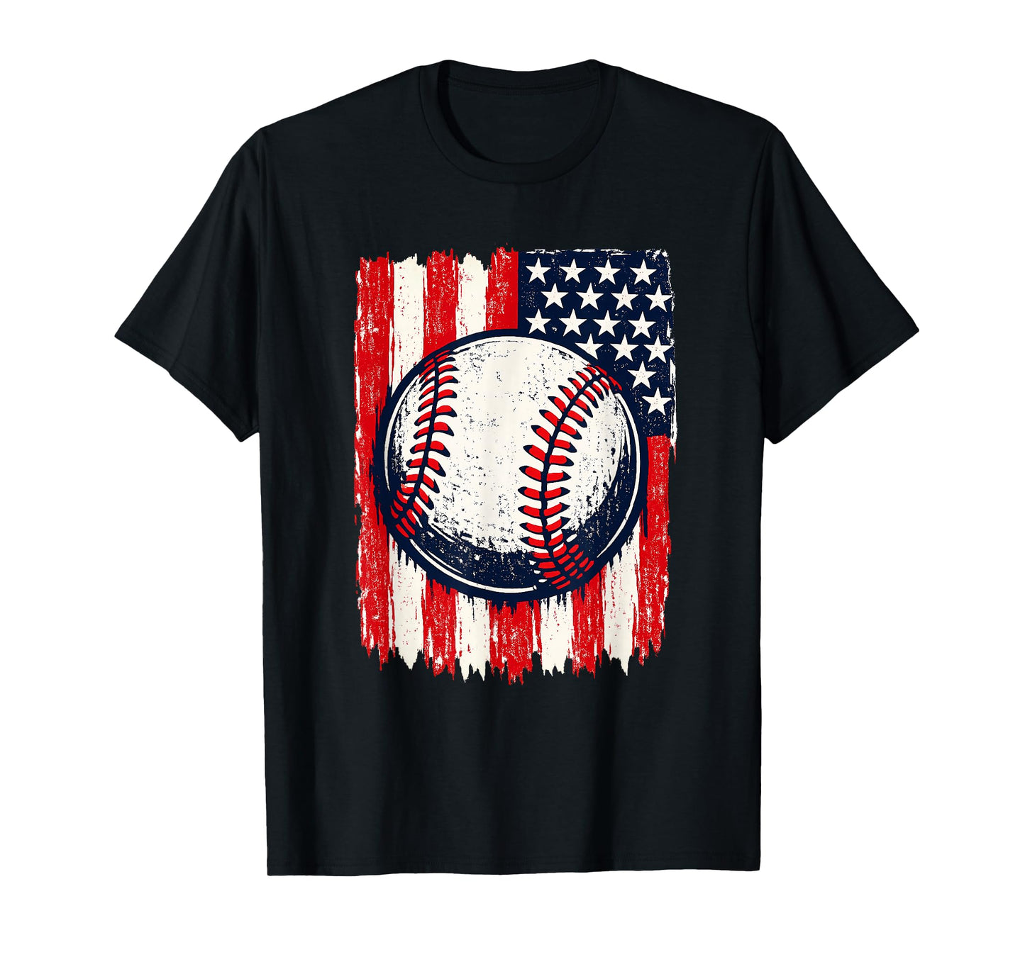 Baseball American Flag Vintage Patriotic T-Shirt