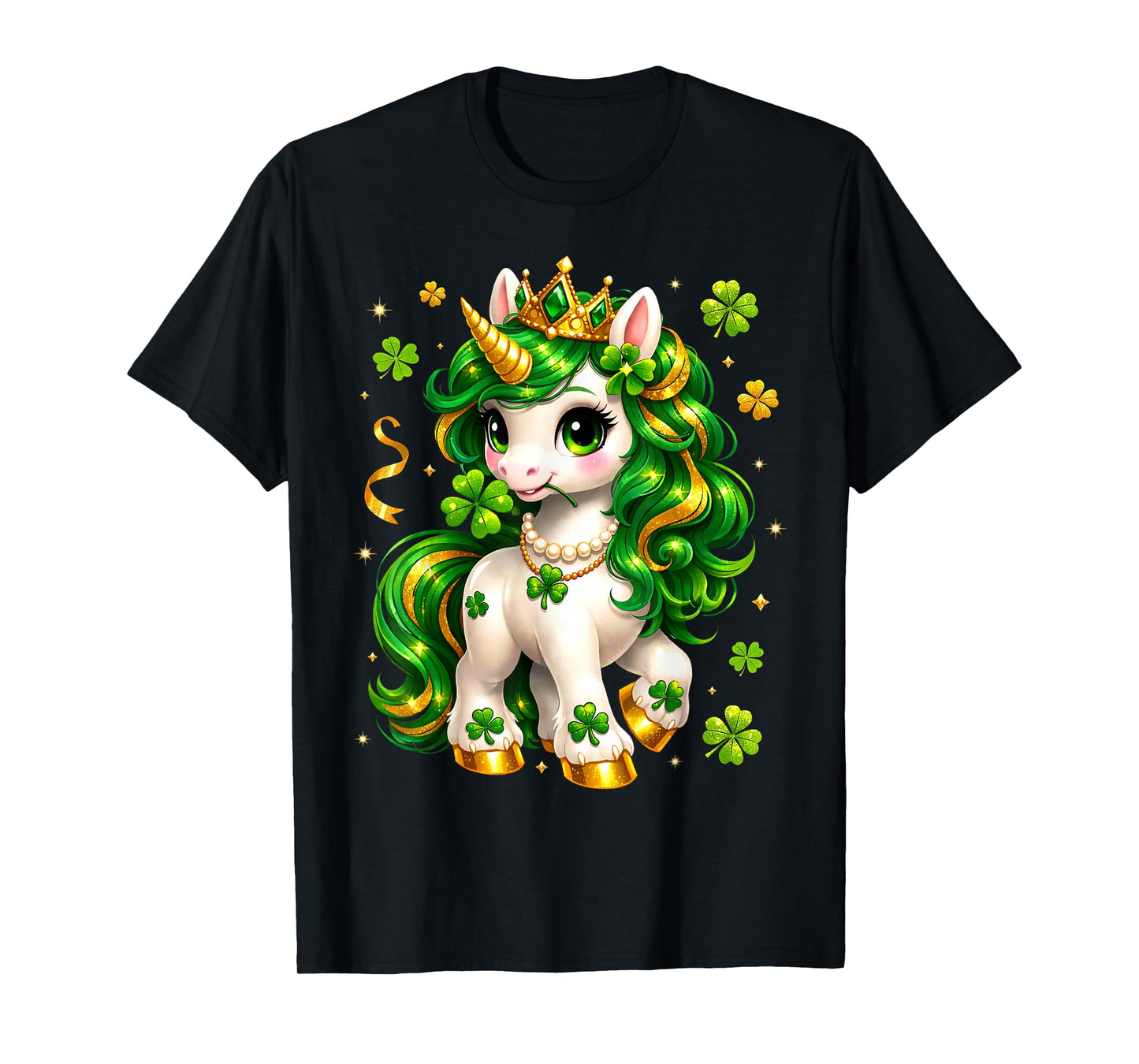 Cute Unicorn Shamrock St Patricks Day Girls Kids Lepricorn T-Shirt