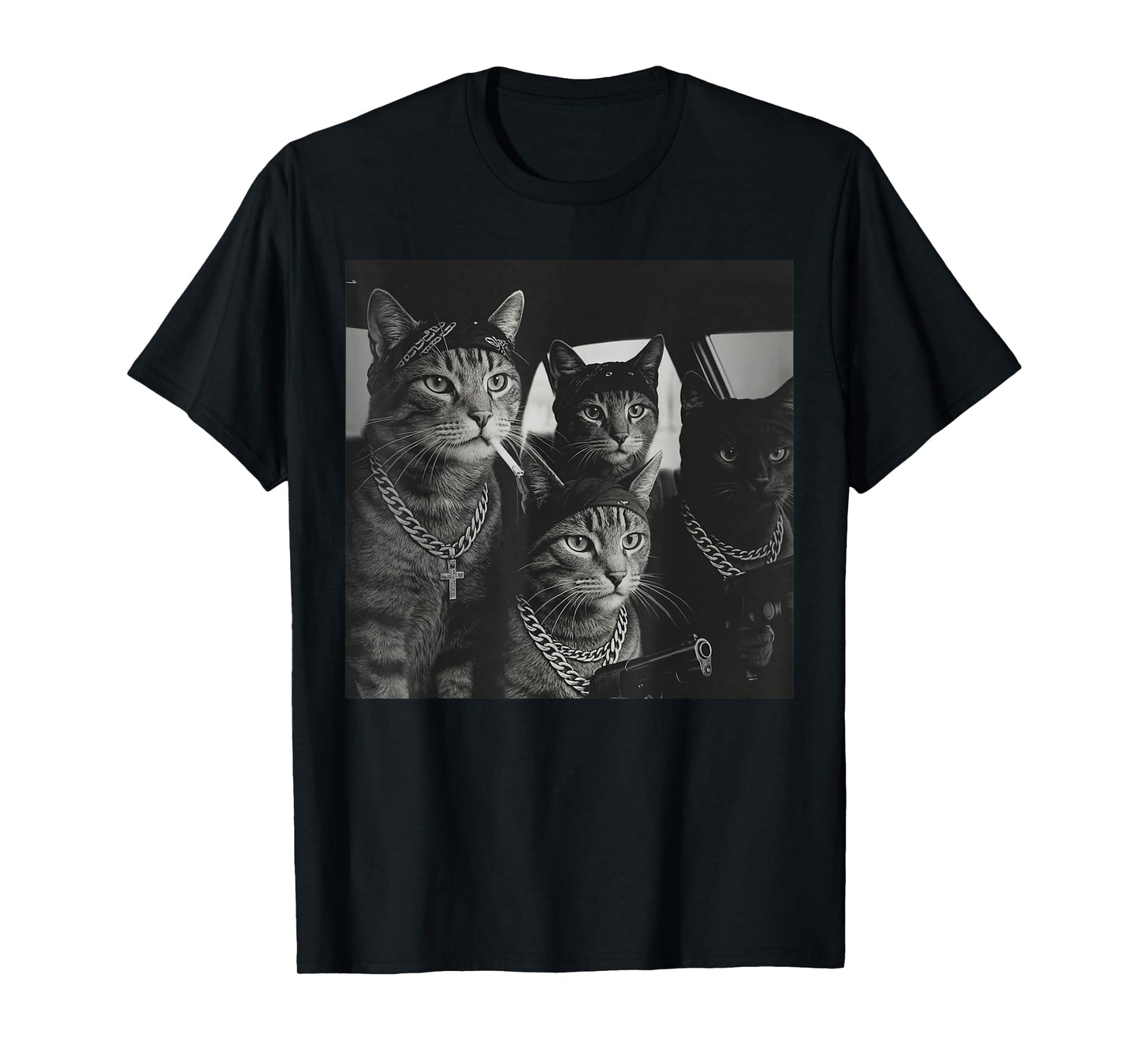 Vintage Funny Gangster Cat Gang Meme Street Cat Lovers T-Shirt