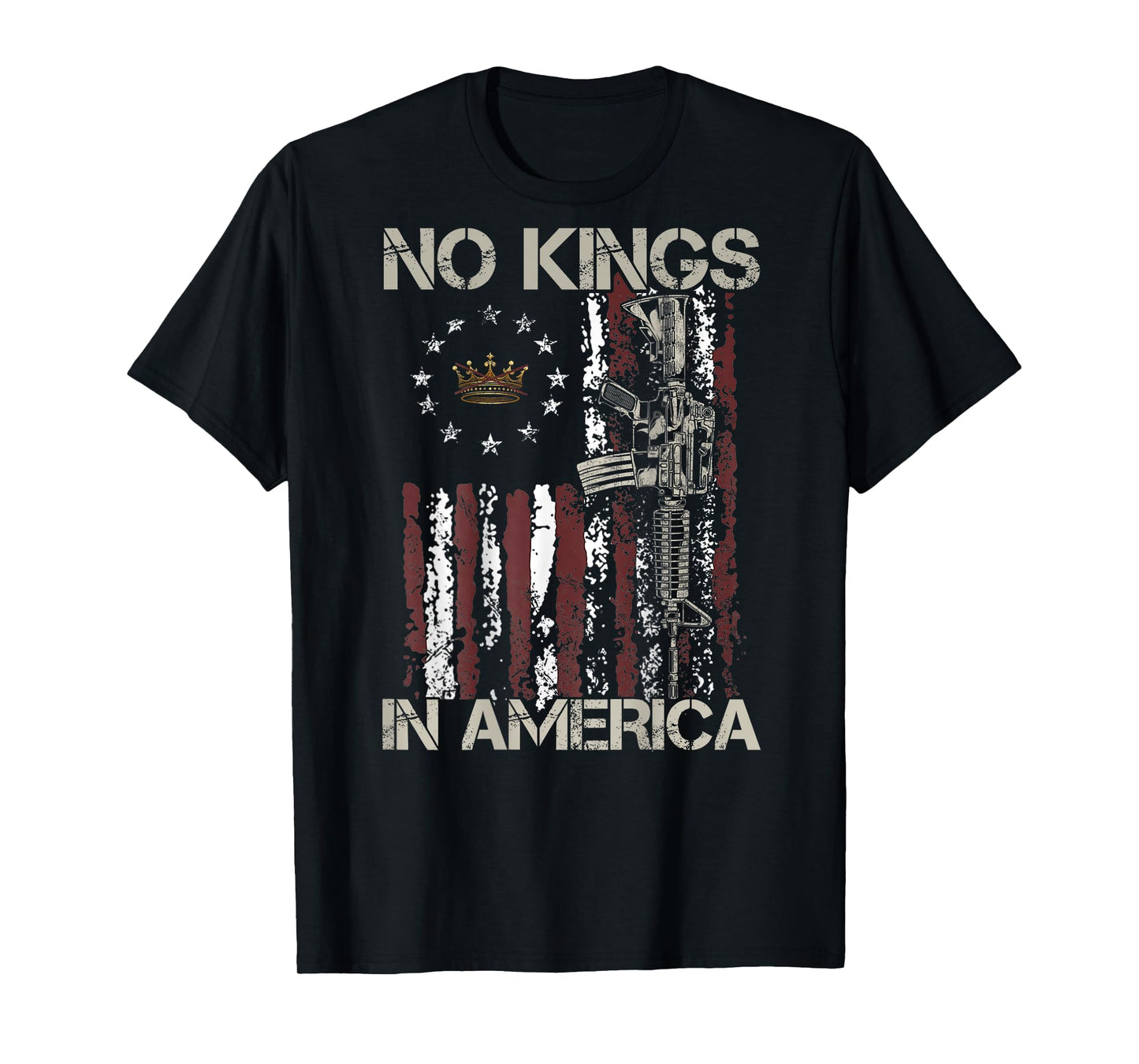 No Kings in America Vintage us Flag No Kings (ON Back) T-Shirt