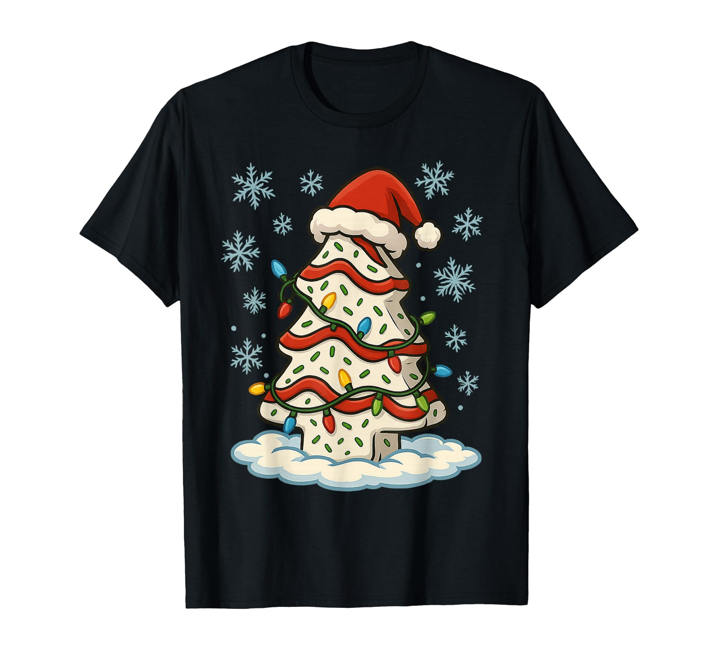 Fun Christmas Lights Wrapped On Christmas Tree Food Cake T-Shirt