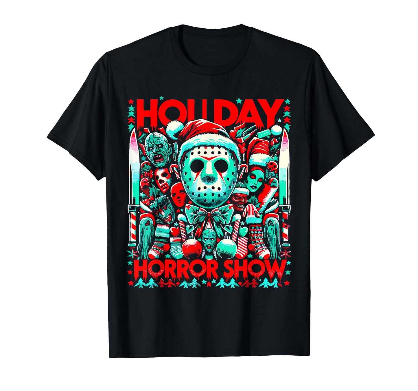 Merry Christmas Festive Slasher Candy Cane Menace T-Shirt
