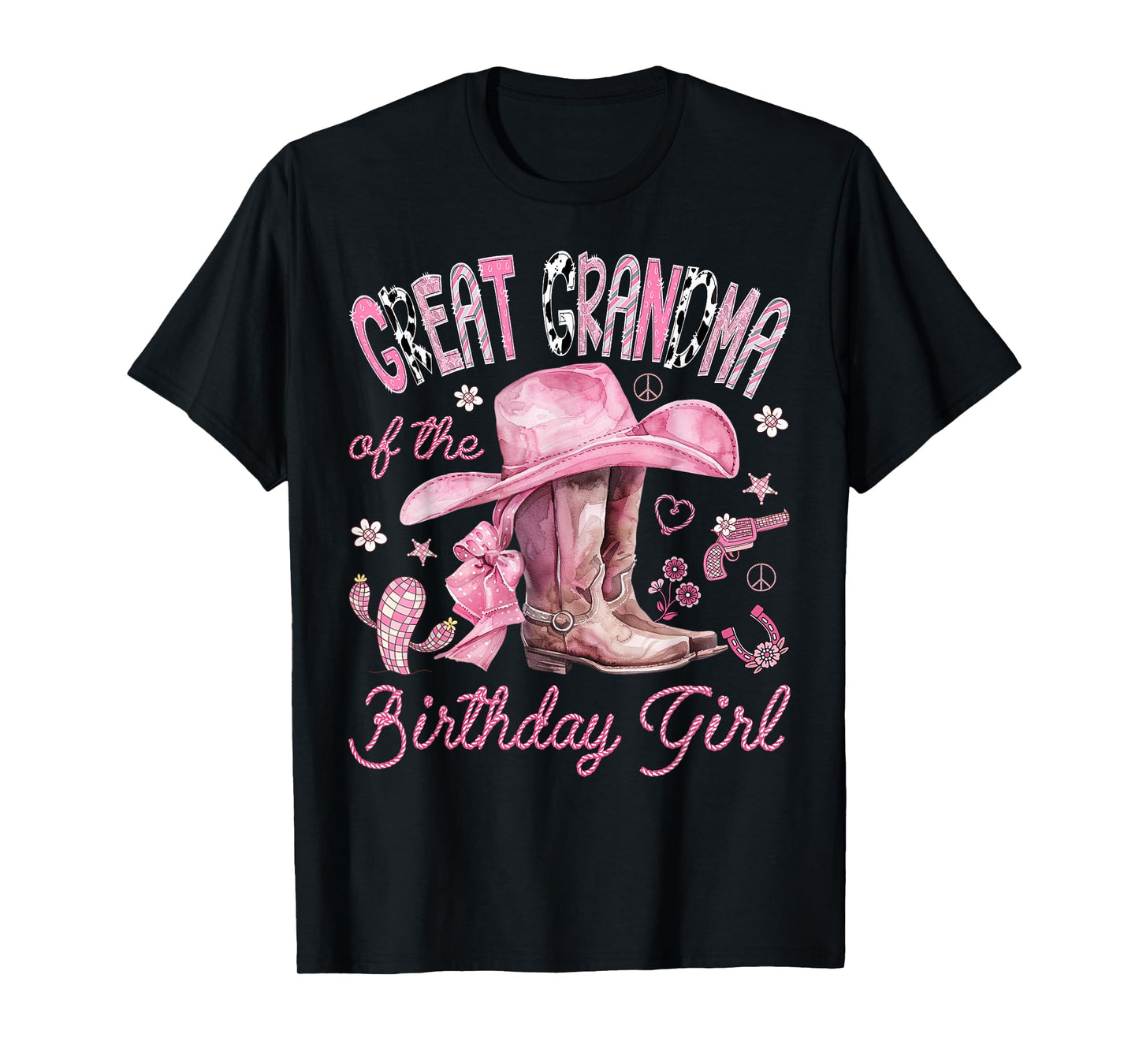 Great Grandma of The Birthday Girl Cowgirl Western Rodeo T-Shirt