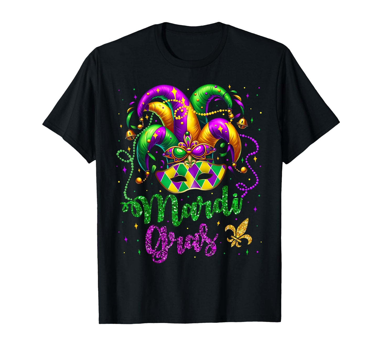 Mardi Gras Shirts for Women Kids Men Beads Mask Feathers Hat T-Shirt