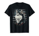 Siberian Husky Dog American Flag Patriotic Vintage USA T-Shirt