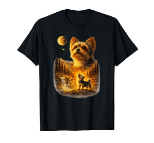 Yorkshire Terri Howling to The Moon Vintage 90s Retro Animal T-Shirt