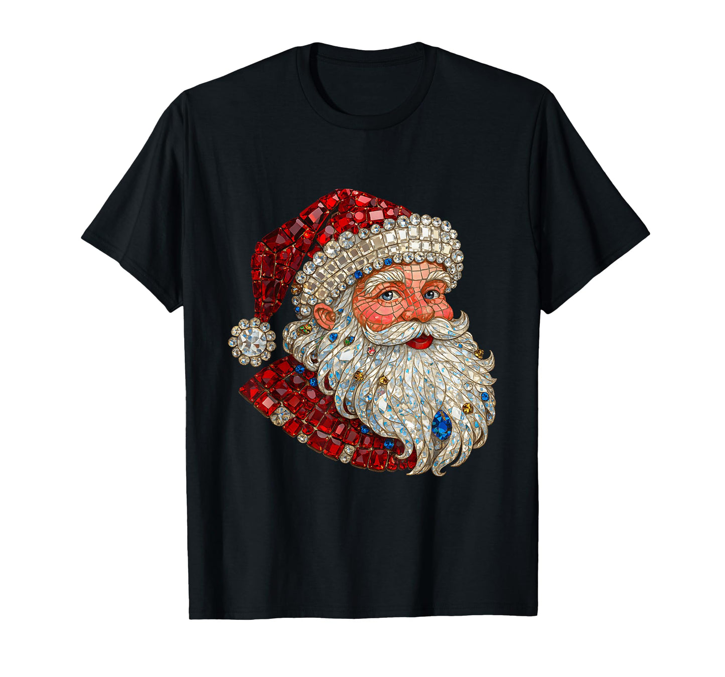 Jeweled Glam Santa Sparkle Christmas T-Shirt