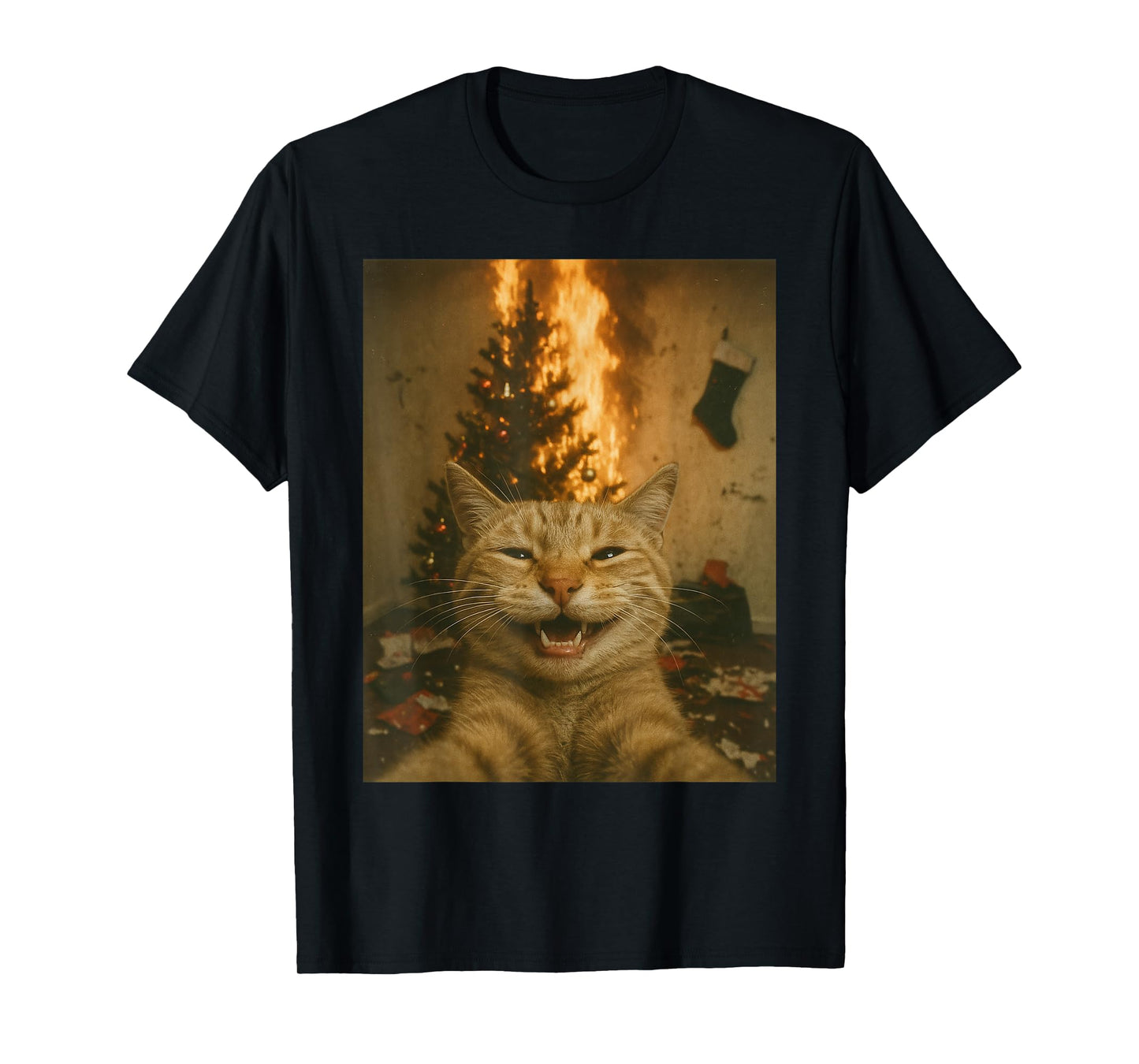 Christmas Cat Selfie Festive Ginger Cat T-Shirt