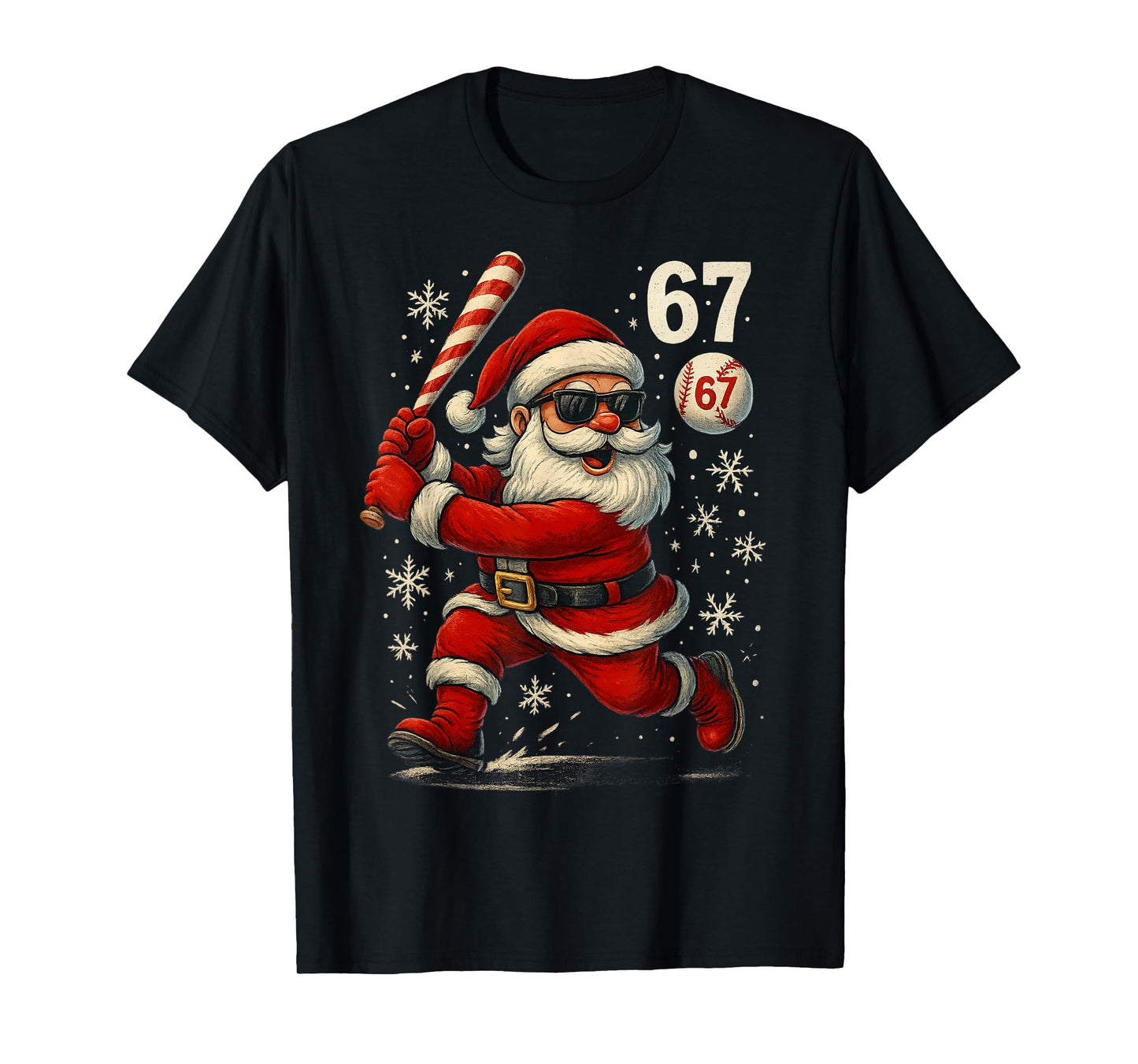 Funny Baseball Santa 67 Christmas Xmas Pajamas Boys T-Shirt