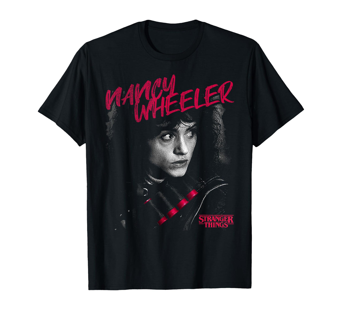 Stranger Things Nancy Wheeler Black and White Red Cartridges T-Shirt
