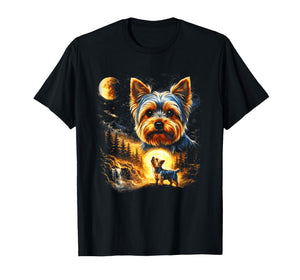 Yorkie Howling to The Moon Vintage 90s Funny Dog Graphic T-Shirt