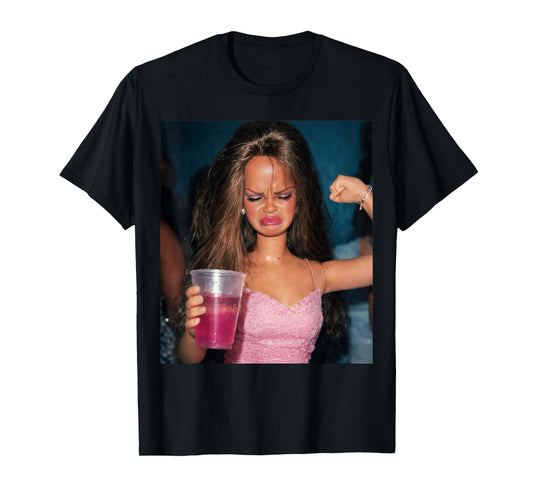 Funny Doll Face Sarcastic Doll Girl Party Drinking Doll Meme T-Shirt