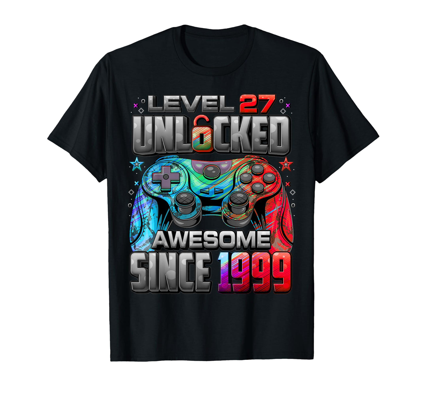 Level 27 Unlocked Awesome Since 1999 27th Birthday Gaming T-Shirt