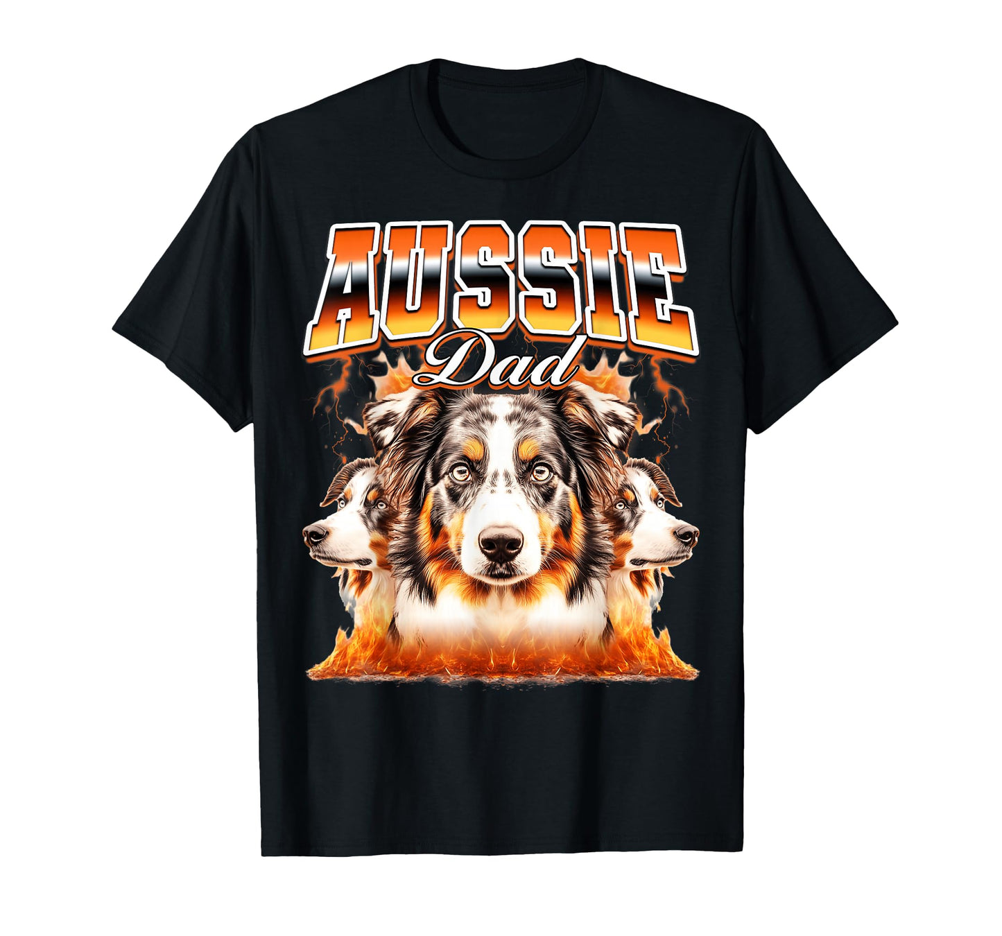 Aussie Dad Australian Shepherd Dog Father's Day 90s Bootleg T-Shirt