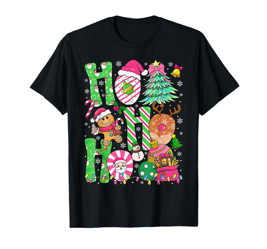 Ho Ho Ho Christmas Tree Cake Santa Gingerbread Man Women T-Shirt