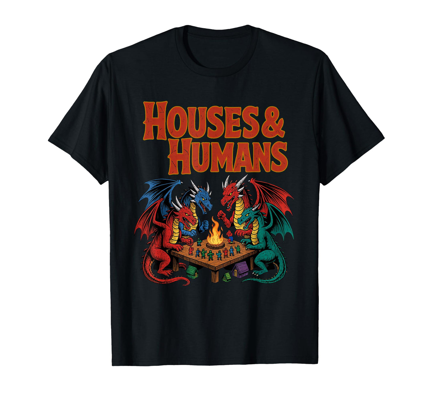 Gaming Houses Humans Funny RPG Parody Gamer Men Boys Kids T-Shirt