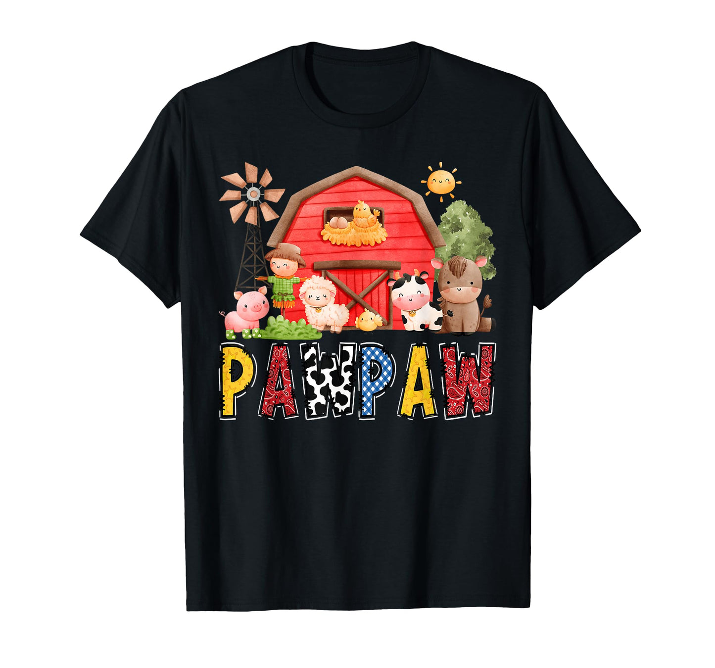 Pawpaw Red Farm Cow Birthday Boy Matching Family Party T-Shirt