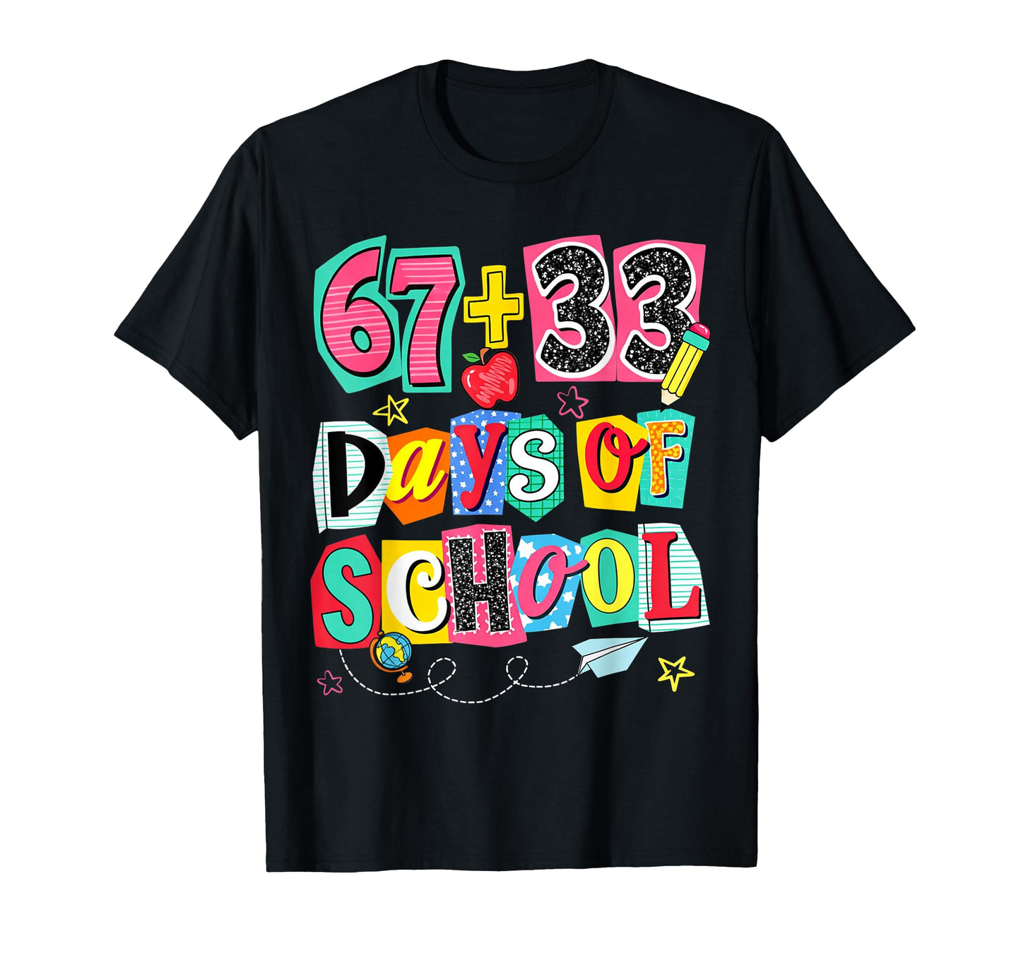 67+33 Days of School Coquette Pencil 100 Days Teacher T-Shirt