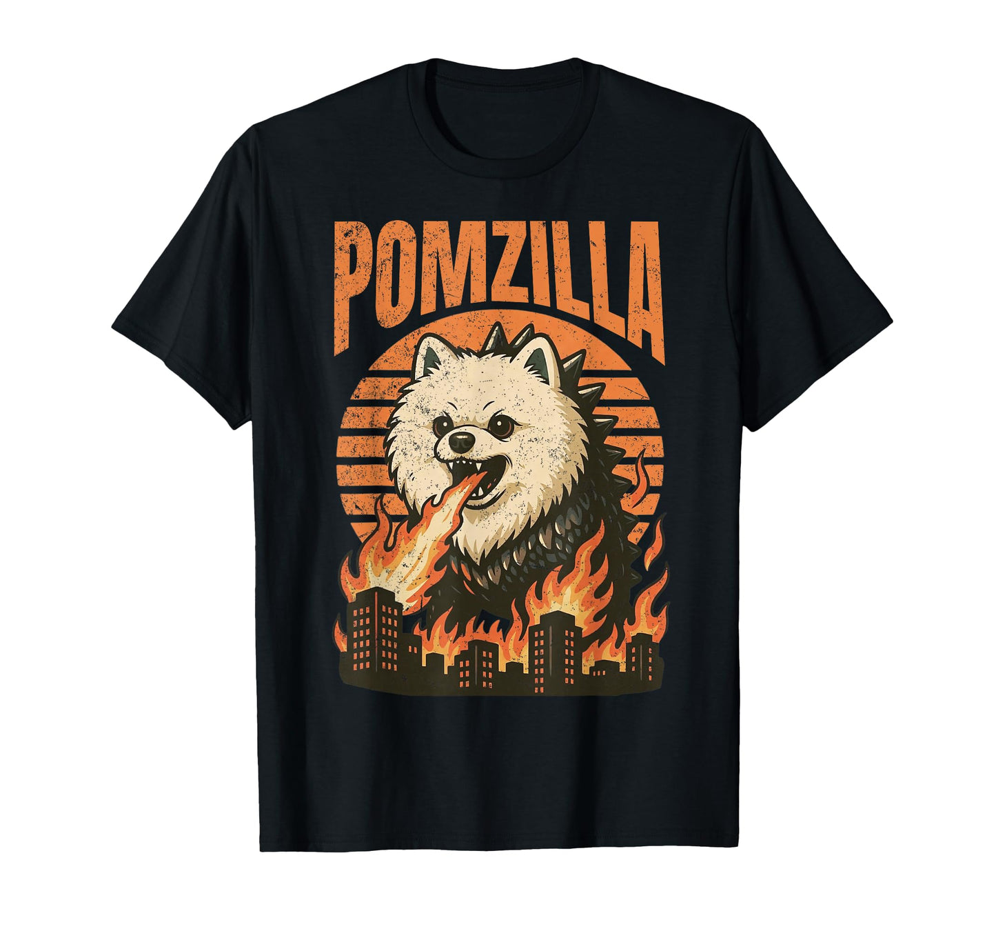 Pomzilla Pomeranian Vintage Monster Pom Dog Lover Funny T-Shirt