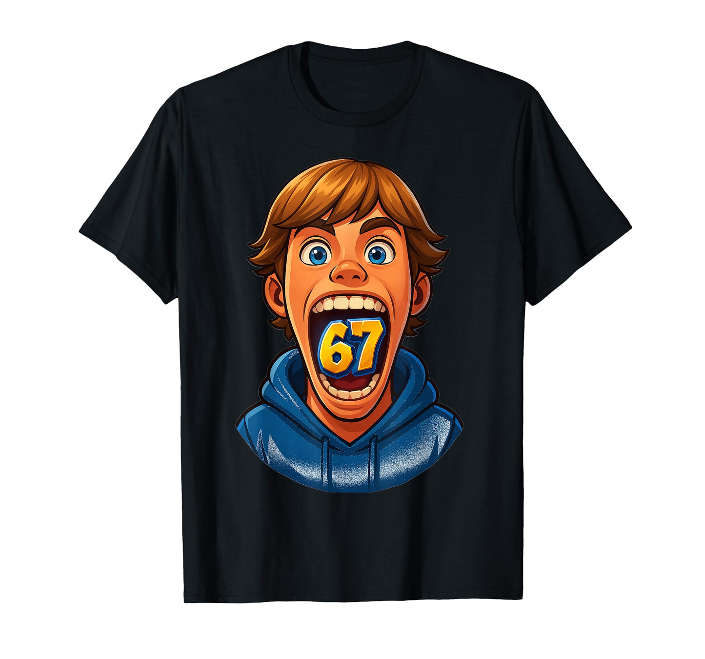 Animated 67 Kid Design with Glowing 67 Icon T-Shirt