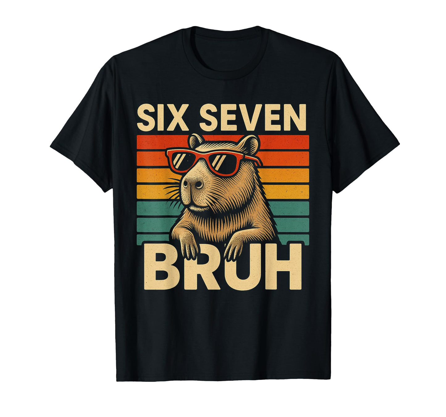 Six Seven Bruh Capybara Retro Vintage Funny 67 Meme Kids T-Shirt