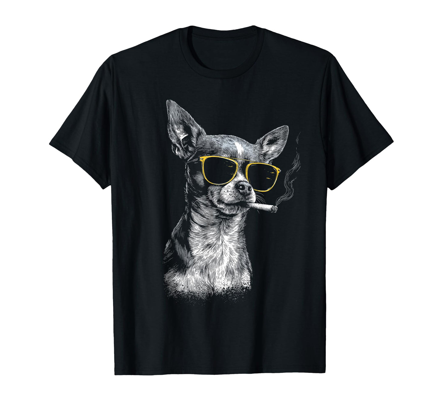 Chihuahua Smoking Cigarette Funny Dog T-Shirt