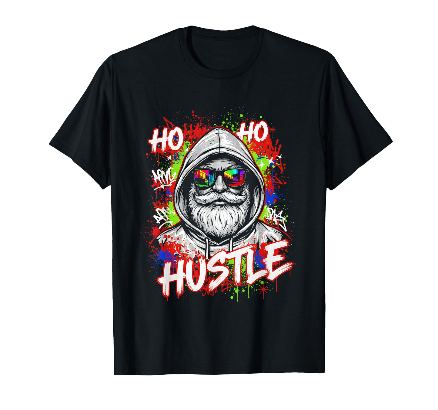 Cool Santa Claus Graffiti Hustle Christmas Pajama Top T-Shirt