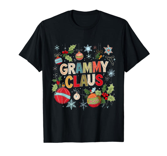 Grammy Claus Patchwork Ornament Christmas Design T-Shirt