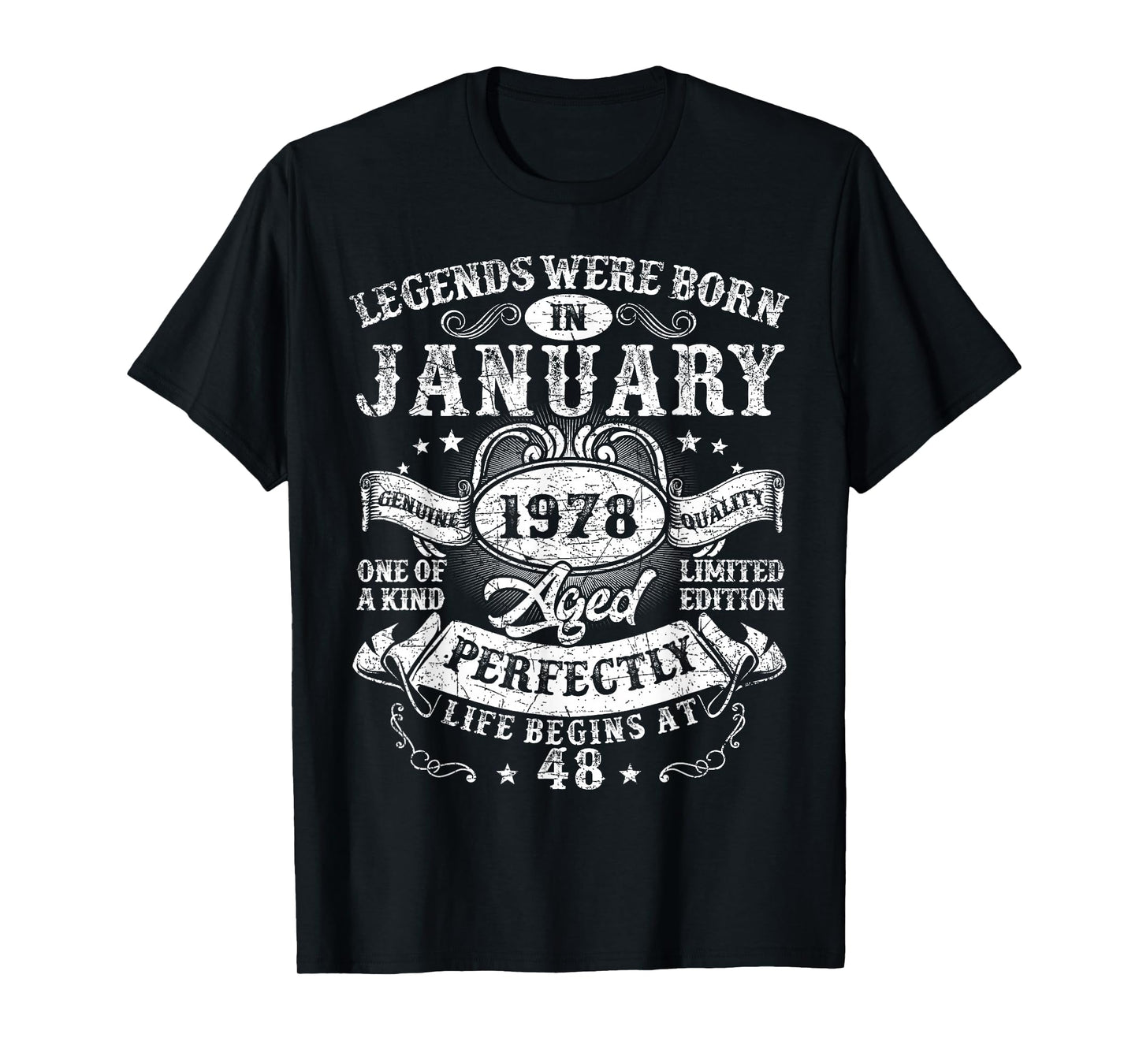 Legends were Born in January 1978 Vintage 48th Birthday Men T-Shirt