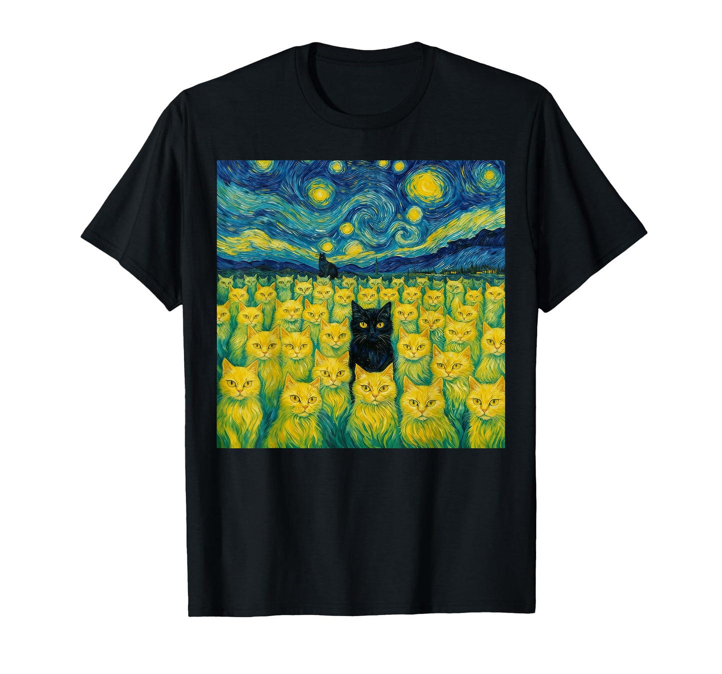 Cat Starry Night Van Gogh Cat for Cat Lover T-Shirt