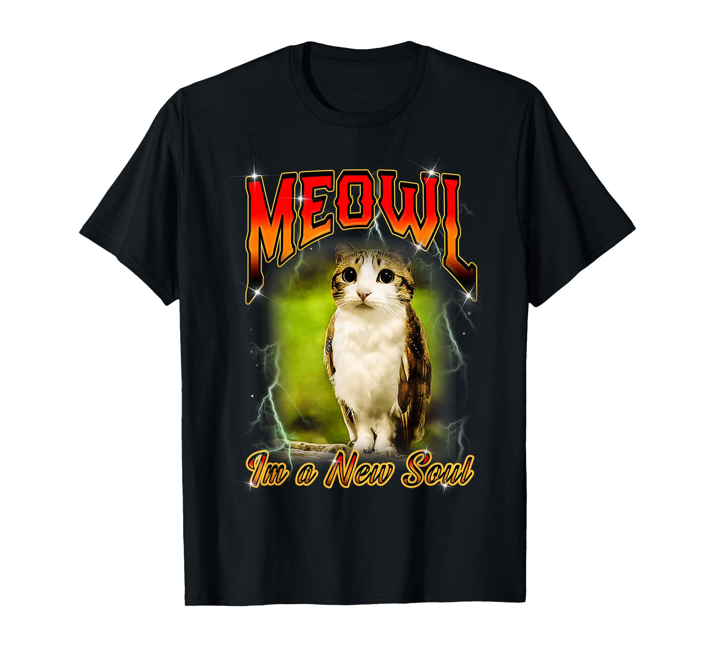 Cat Owl Funny Cursed Internet Brainrot Bootleg Meowl T-Shirt