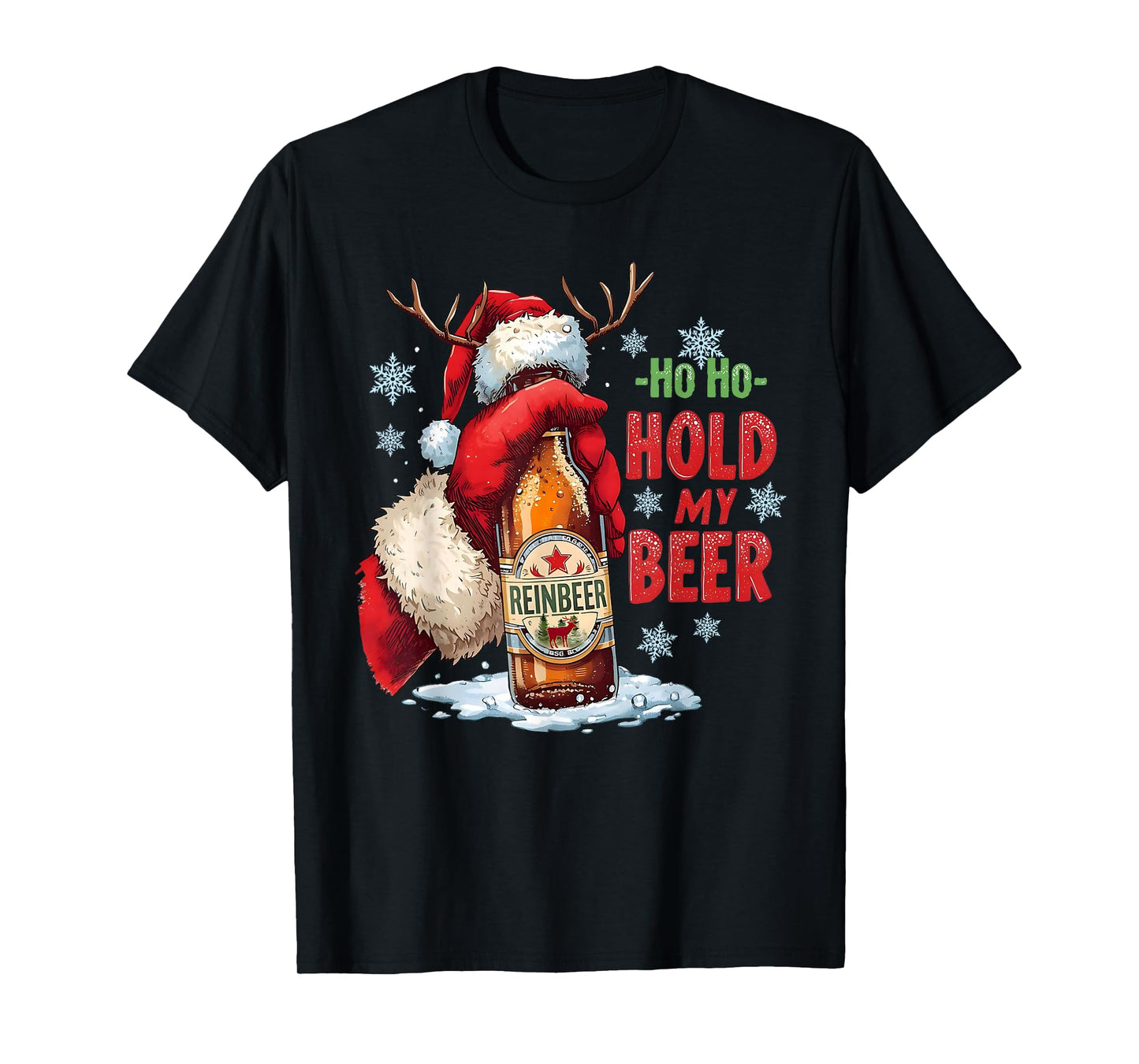 Ho Hold My Beer Funny Santa Holding Beer Christmas Drinking T-Shirt