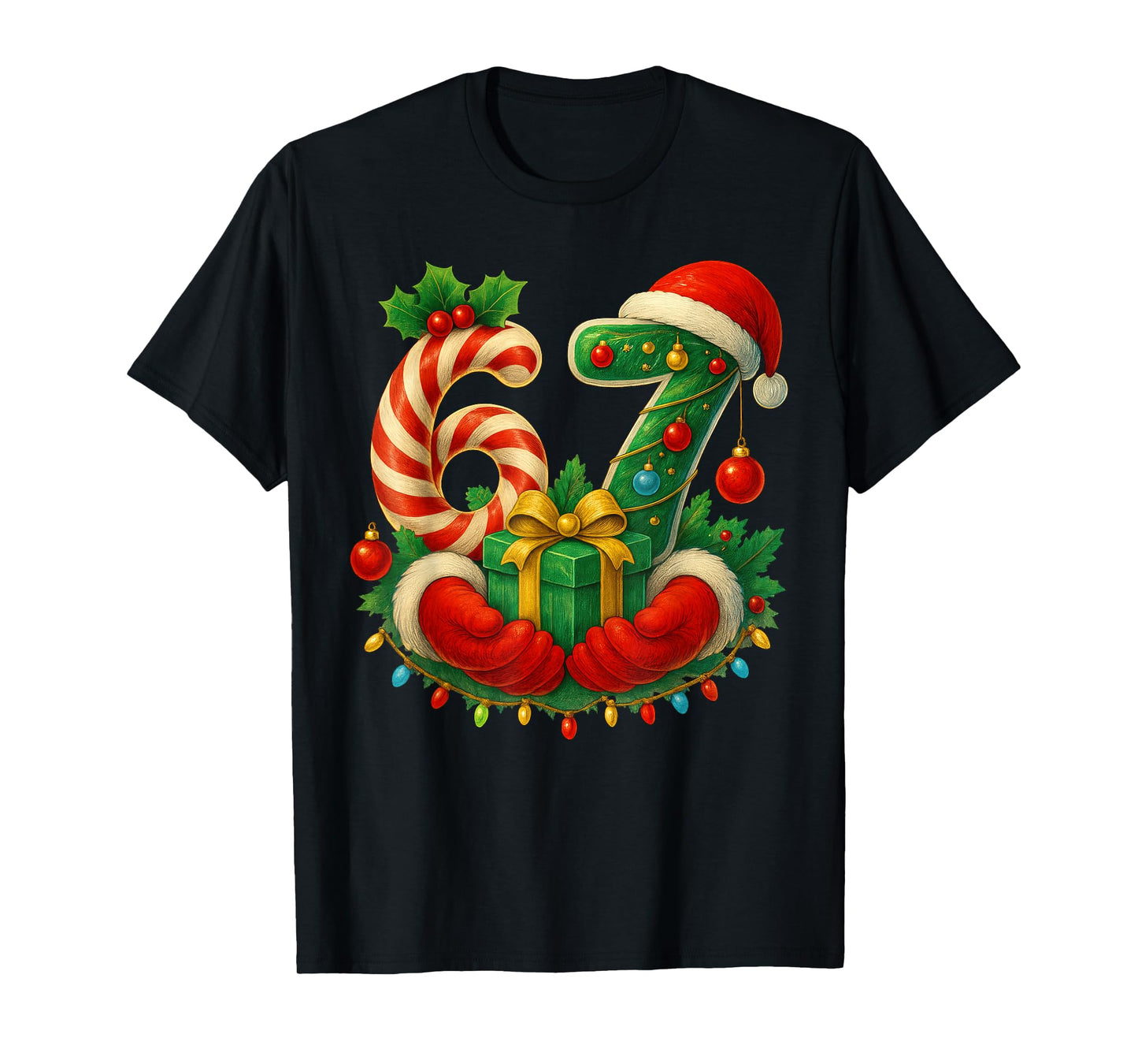 Funny 6 7 Meme 67 Gen Alpha 6 7 Hands Family Kids Christmas T-Shirt