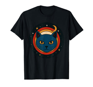 Cosmic Cat Space Illustration Retro Style Graphic Murakami T-Shirt