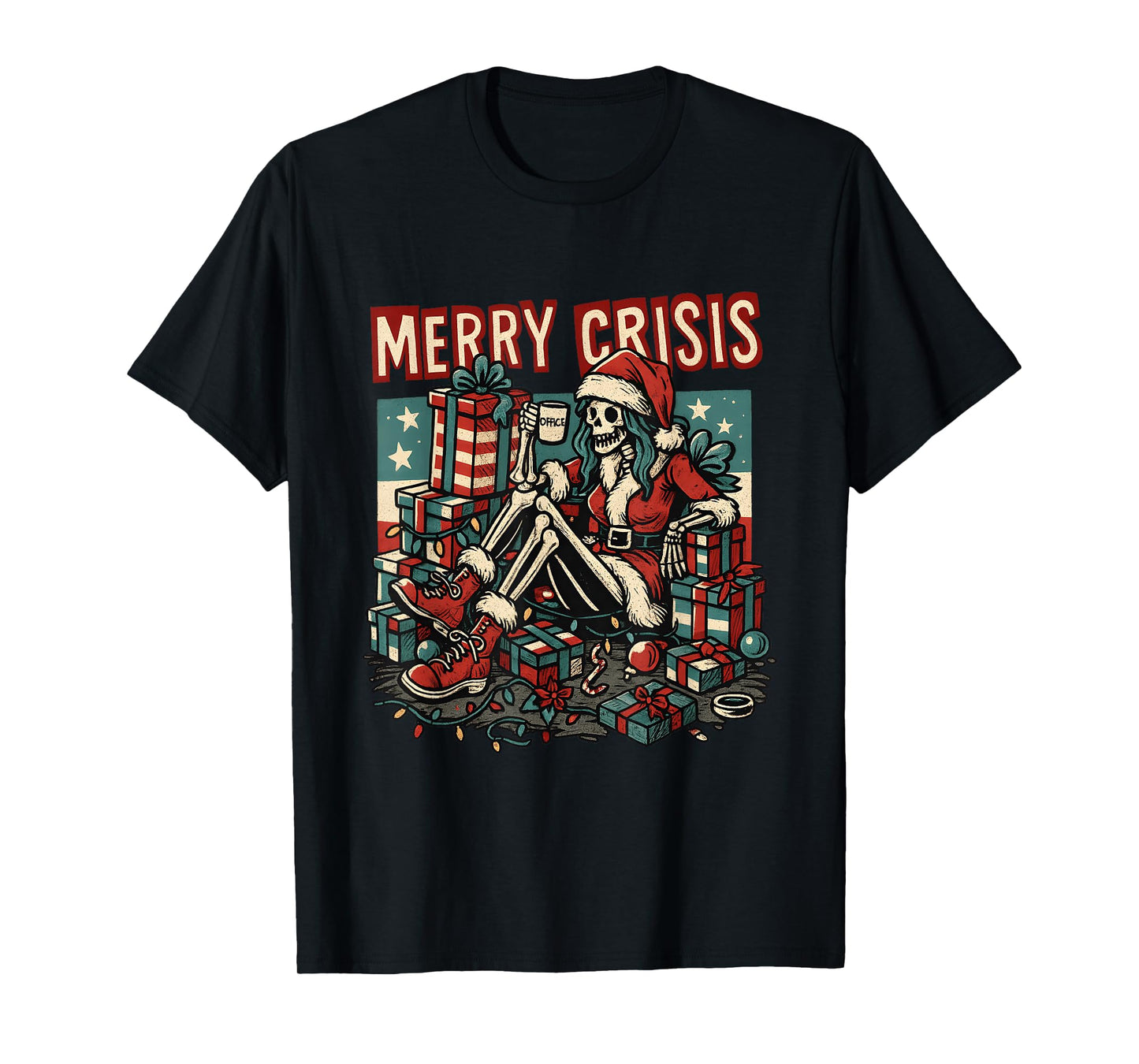 Merry Crisis Skeleton Funny Holiday T-Shirt