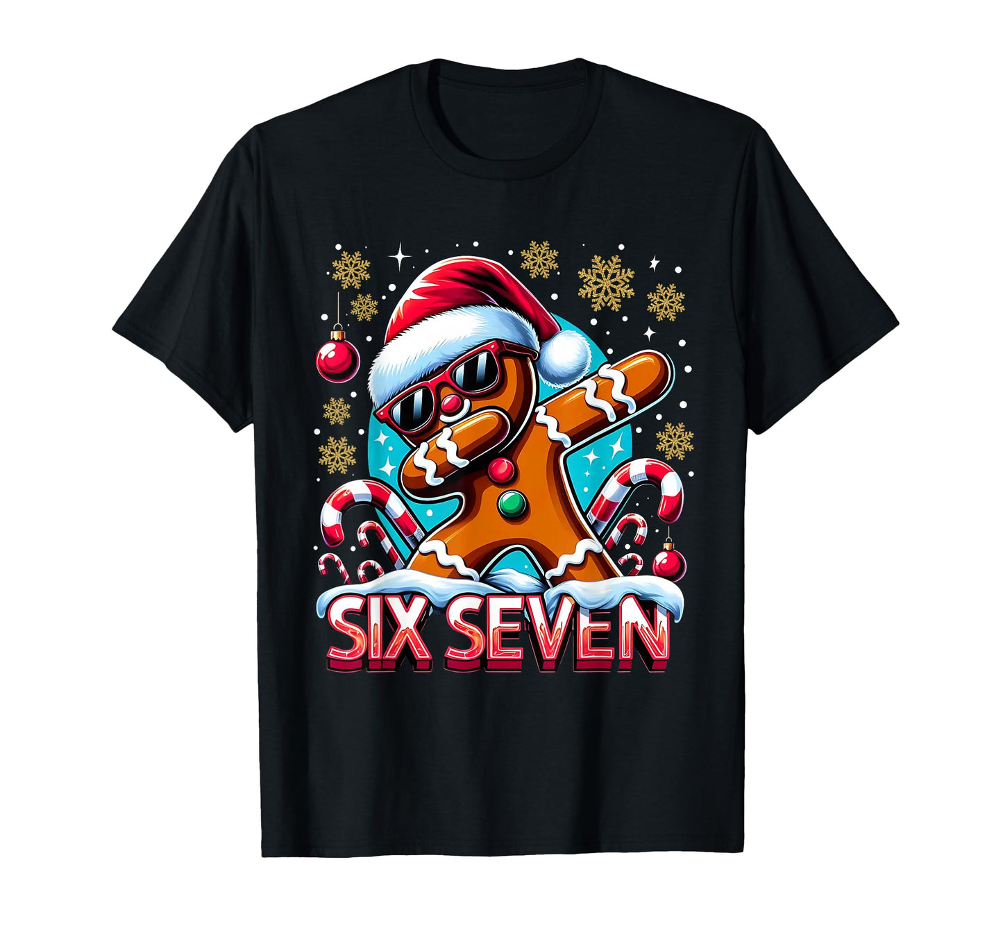 Six Seven Funny Gingerbread Christmas Design T-Shirt