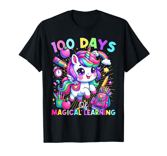 100 Days of Magical Learning Unicorn 100th Day School Girls T-Shirt